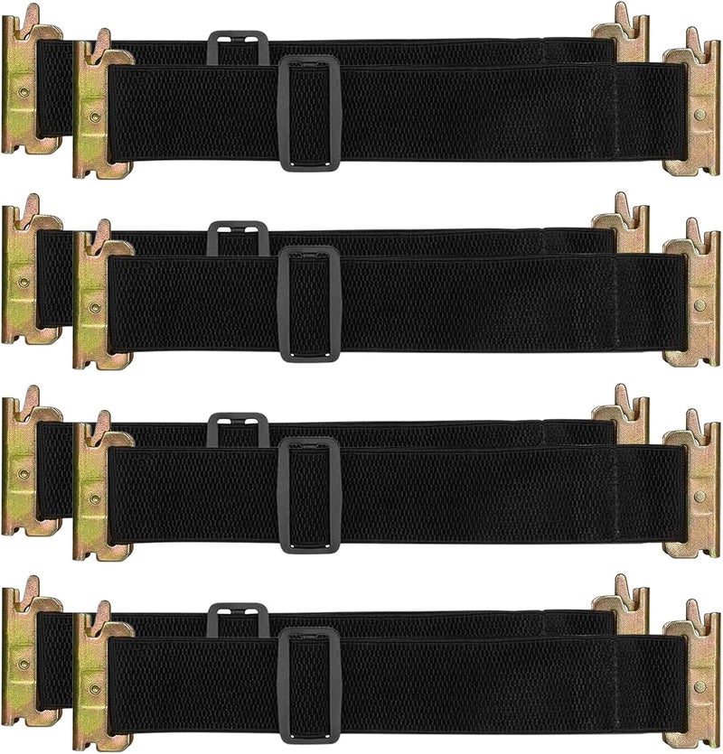 MorScan 8 Pack E-Track Bungee Tie-Down Straps, 12"-24" Length Adjustable 2" Width Black Bungee Straps, Secure Tools/Cargo to Walls for Trucks, Enclosed Trailers, Vans, Warehouses, Garages, Workshops - Image 1